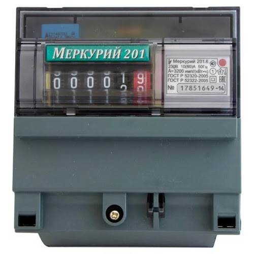 Счетчик электроэнергии 1Ф однотарифный Меркурий 201.6 80/10 Т1 D 230В ОУ фото Счетчик электроэнергии 1Ф однотарифный Меркурий 201.6 80/10 Т1 D 230В ОУ картинка